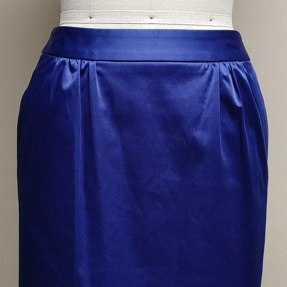 Talbots Petites Special Occasion Violet Satin Maxi Pencil Skirt w Pockets - Picture 17 of 17